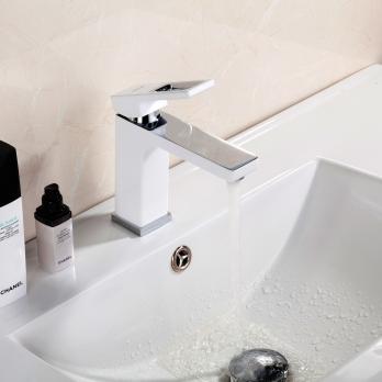 Смеситель для раковины 35к G1017-8 GAPPO литой, п/гайку, БЕЛЫЙ-ХРОМ