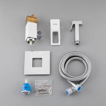 Смеситель с гигиеническим душем 35к G7217-8 GAPPO встраиваемый, БЕЛЫЙ-ХРОМ