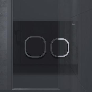 Клавиша смыва из стекла  IDDIS Uniglass 001 UNG01BCi77 универсальная ЧЕРНОЕ стекло