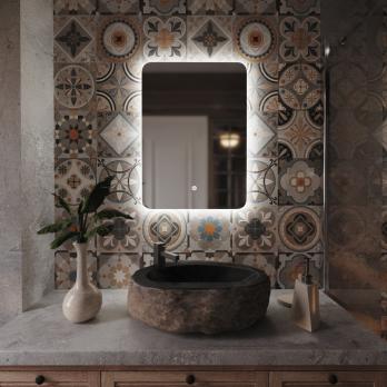 Зеркало MIXLINE "Алон радиус" - ЭКОНОМ 500*700 (ШВ) светодиодная подсветка, сенсорный выключатель