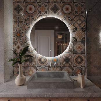 Зеркало MIXLINE "Алон круг" - ЭКОНОМ D700 светодиодная подсветка, сенсорный выключатель