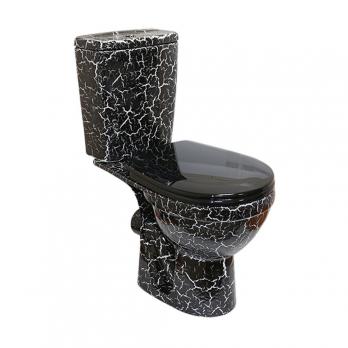 Унитаз-компакт "Рио" черный кракелюр  (гориз, нижн, сид. полип., 2-кн.арм.) (Rosa)