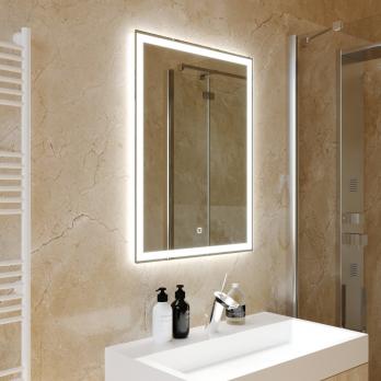 Зеркало MIXLINE "Норма-Лайт" 600*800 (ШВ) ал. профиль, сенсорный выключатель,светодиодная подсветка