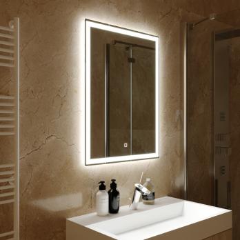 Зеркало MIXLINE "Норма-Лайт" 600*800 (ШВ) ал. профиль, сенсорный выключатель,светодиодная подсветка