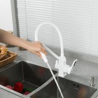 Смеситель для кухни 35k G4317-8 GAPPO с вых. для пит. фильтра, п/шпильку, гибкий излив Белый-хром