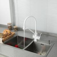 Смеситель для кухни 35k G4317-8 GAPPO с вых. для пит. фильтра, п/шпильку, гибкий излив Белый-хром