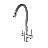 Смеситель для кухни 35к F4396 FRAP (гибкий излив, п/гайку, С ВЫХ. Д/ПИТ. ФИЛЬТРА, СЕРЫЙ/ХРОМ,латунь)