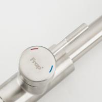 Смеситель для кухни душ 35к F60899-1 FRAP (выс.пов.излив, ВЫДВИЖ.ЛЕЙКА 2 реж, п/гайку, САТИН, нерж)