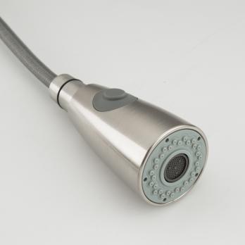 Смеситель для кухни душ 35к F60899-1 FRAP (выс.пов.излив, ВЫДВИЖ.ЛЕЙКА 2 реж, п/гайку, САТИН, нерж)