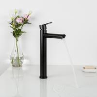 Смеситель для раковины 35к F10801-62 FRAP (высокий, литой, п/гайку, ЧЕРНЫЙ, нерж.сталь)