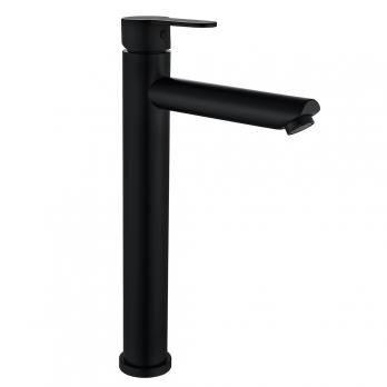Смеситель для раковины 35к F10801-62 FRAP (высокий, литой, п/гайку, ЧЕРНЫЙ, нерж.сталь)