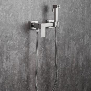 Смеситель с гигиенической лейкой 25k F7504-5 (хром матовый, латунь)