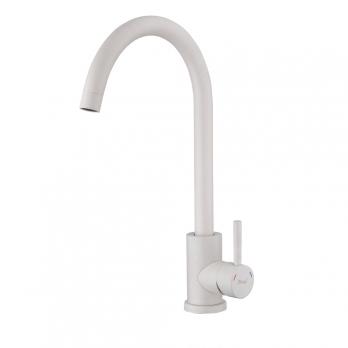 Смеситель для кухни 35к F40899-1 FRAP (выс.пов.излив, п/гайку, БЕЛЫЙ, нерж.сталь)