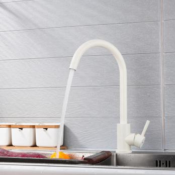 Смеситель для кухни 35к F40899-1 FRAP (выс.пов.излив, п/гайку, БЕЛЫЙ, нерж.сталь)