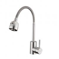 Смеситель для кухни 35k F44899-1 FRAP (гибкий излив, 2х реж. аэратор, п/гайку, САТИН, нерж.сталь)