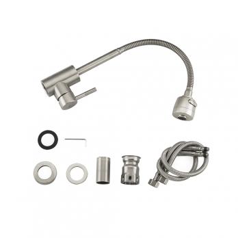 Смеситель для кухни 35k F44899-1 FRAP (гибкий излив, 2х реж. аэратор, п/гайку, САТИН, нерж.сталь)