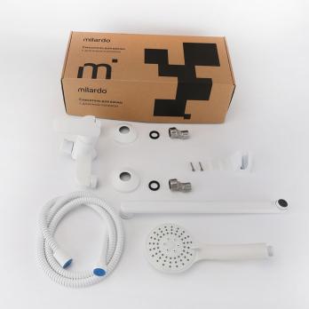 Смеситель для ванны и раковины 35к Milardo RORWT00M10 "Rora" с душ. аксессуарами, БЕЛЫЙ матовый