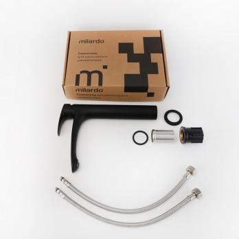 Смеситель для раковины 35к Milardo RORBL01M01 "Rora" высокий пов. излив, п/гайку,ЧЕРНЫЙ матовый