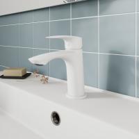 Смеситель для раковины 35к Milardo RORWT00M01 "Rora" литой, п/шпильку, БЕЛЫЙ матовый