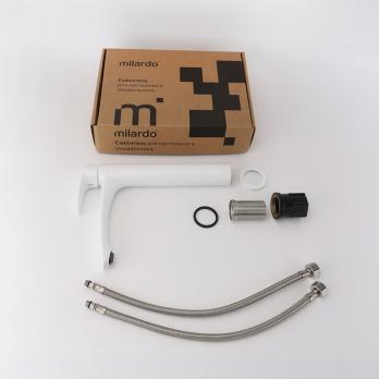 Смеситель для раковины 35к Milardo RORWT01M01 "Rora" литой излив, п/гайку, БЕЛЫЙ матовый
