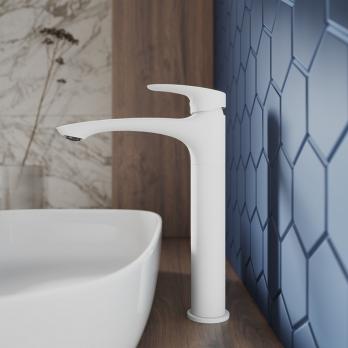 Смеситель для раковины 35к Milardo RORWT01M01 "Rora" литой излив, п/гайку, БЕЛЫЙ матовый