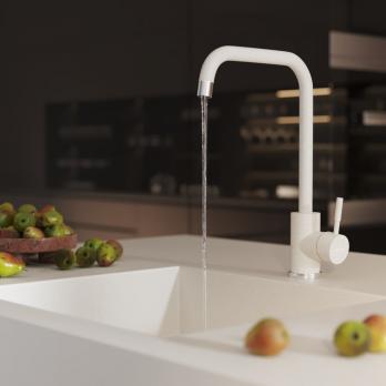 Смеситель для кухни 35к MIXLINE ML-GS12 (331) белый высок. излив