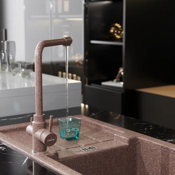 Смеситель для кухни 35к MIXLINE ML-GS13 (307) терракотовый с вых. для питьевого фильтра