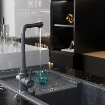 Смеситель для кухни 35к MIXLINE ML-GS13 (309) темно-серый с вых. для питьевого фильтра