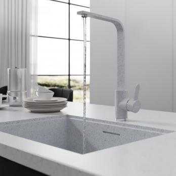 Смеситель для кухни 35к MIXLINE ML-GS14 (310) серый высок. излив