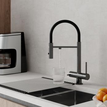 Смеситель для кухни 35к IDDIS ACEGMFFi05 "Ace" высокий, 3 в1, вых. д/пит. фильтра, душ  ГРАФИТ