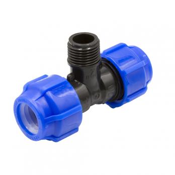 Тройник ПЭ с наруж. труб. резьбой 20х1/2''х20 (обж.) SPEKTR