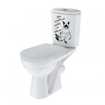Унитаз-компакт "Комфорт" Декор "Кот на заседании" (кос,ниж,сид. полип.,2-кн.арм)   (Rosa)