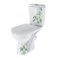 Унитаз-компакт "Комфорт" Декор "Бамбук" (кос,ниж,сид.полип.,2-кн.арм)   (Rosa)