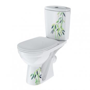 Унитаз-компакт "Комфорт" Декор "Бамбук" (кос,ниж,сид.полип.,2-кн.арм)   (Rosa)