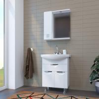 Зеркальный шкаф "КВАДРО-55" левый с подсветкой (ПВХ)