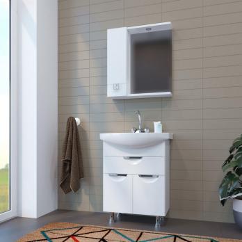 Зеркальный шкаф "КВАДРО-55" левый с подсветкой (ПВХ)