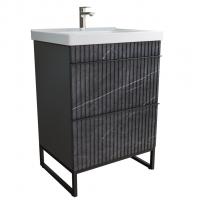 Тумба д/ванной "Окленд -60" Графит Мрамор под раковину Грэйс- 60 (DREJA) ЛОФТ (ПВХ)