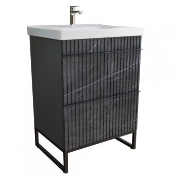 Тумба д/ванной "Окленд -60" Графит Мрамор под раковину Грэйс- 60 (DREJA) ЛОФТ (ПВХ)