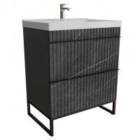 Тумба д/ванной "Окленд -70" Графит Мрамор под раковину Грэйс- 70 (DREJA) ЛОФТ (ПВХ)