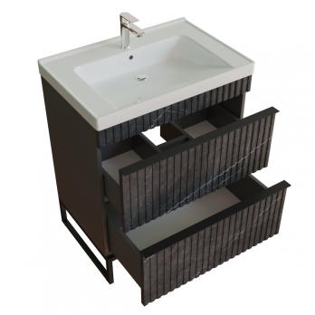 Тумба д/ванной "Окленд -70" Графит Мрамор под раковину Грэйс- 70 (DREJA) ЛОФТ (ПВХ)