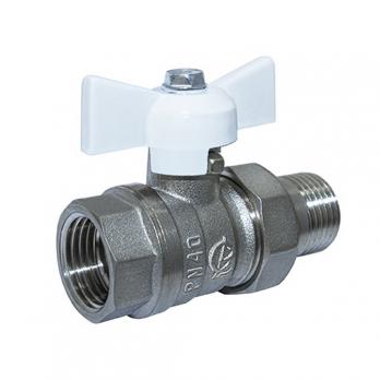Кран шаровой со сгоном 1/2'' бабочка БЕЛАЯ 11б27п1 Стандарт 232 ГАЛЛОП никель PN 40