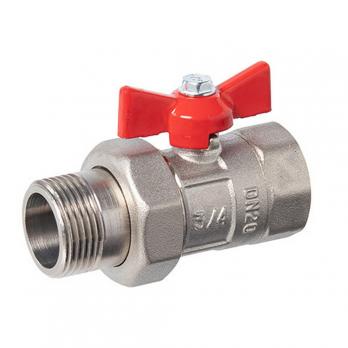 Кран шаровой со сгоном 3/4'' бабочка 11б27п1 Практик 132 ГАЛЛОП никель