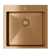 Мойка настол.монтаж 50х50 (3,0) вып 3 1/2  MIXLINE PRO С ФАСКОЙ 20см с сифоном (бронза)