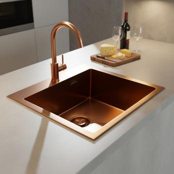 Мойка настол.монтаж 50х50 (3,0) вып 3 1/2  MIXLINE PRO С ФАСКОЙ 20см с сифоном (бронза)