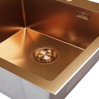 Мойка настол.монтаж 50х50 (3,0) вып 3 1/2  MIXLINE PRO С ФАСКОЙ 20см с сифоном (бронза)