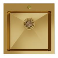 Мойка настол.монтаж 50х50 (3,0) вып 3 1/2  MIXLINE PRO С ФАСКОЙ 20см с сифоном (золото)