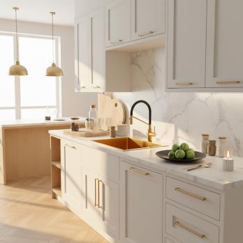 Мойка настол.монтаж 50х50 (3,0) вып 3 1/2  MIXLINE PRO С ФАСКОЙ 20см с сифоном (золото)