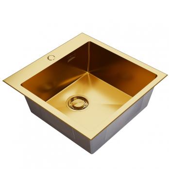 Мойка настол.монтаж 50х50 (3,0) вып 3 1/2  MIXLINE PRO С ФАСКОЙ 20см с сифоном (золото)