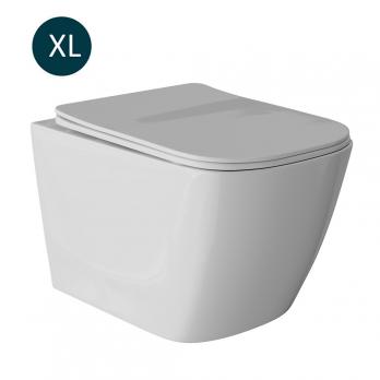 Унитаз подвесной безободковый WAVE QUADRO сид. дюропласт, м/л, быстр, БЕЛЫЙ глянец (XL)