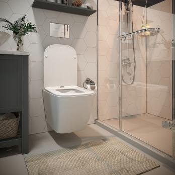 Унитаз подвесной безободковый WAVE QUADRO сид. дюропласт, м/л, быстр, БЕЛЫЙ глянец (XL)